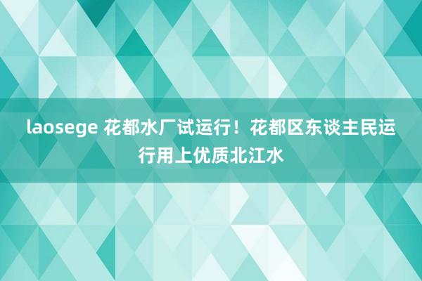 laosege 花都水厂试运行！花都区东谈主民运行用上优质北江水