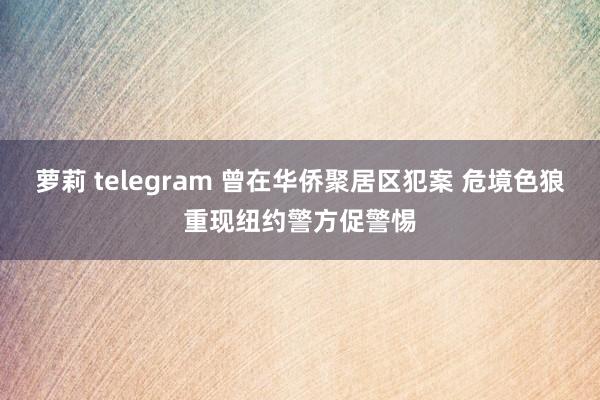 萝莉 telegram 曾在华侨聚居区犯案 危境色狼重现纽约警方促警惕