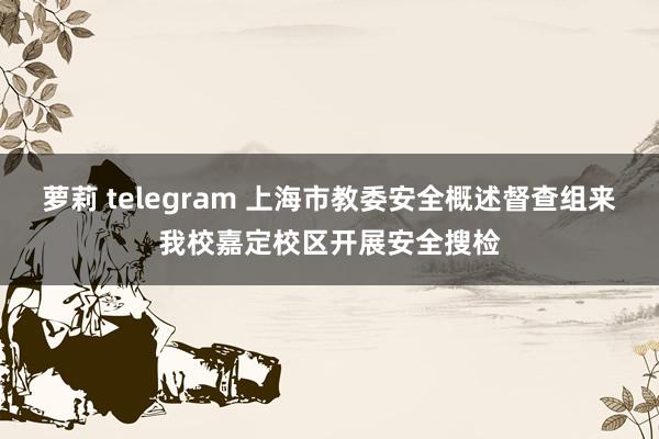 萝莉 telegram 上海市教委安全概述督查组来我校嘉定校区开展安全搜检