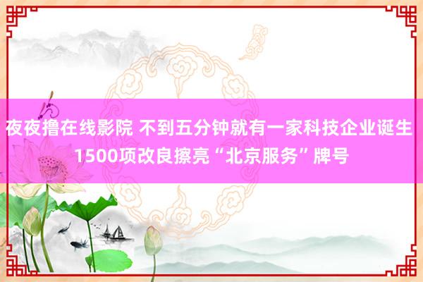 夜夜撸在线影院 不到五分钟就有一家科技企业诞生 1500项改良擦亮“北京服务”牌号